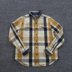 Outerknown Shirt Mens Large Tan Plaid Blanket Heavy Twill Organic Cotton Prep